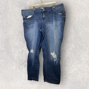 Torrid Plus Size 24 Skinny Ex Boyfriend Jeans Blue Cotton Blend Zip Solid